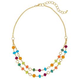 Ashley Cooper(tm) 2 Row Multi Color Link Beaded Short Necklace