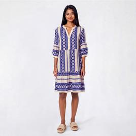 Womens Figueroa & Flower 3/4 Sleeve Geometric Tier Midi Dress
