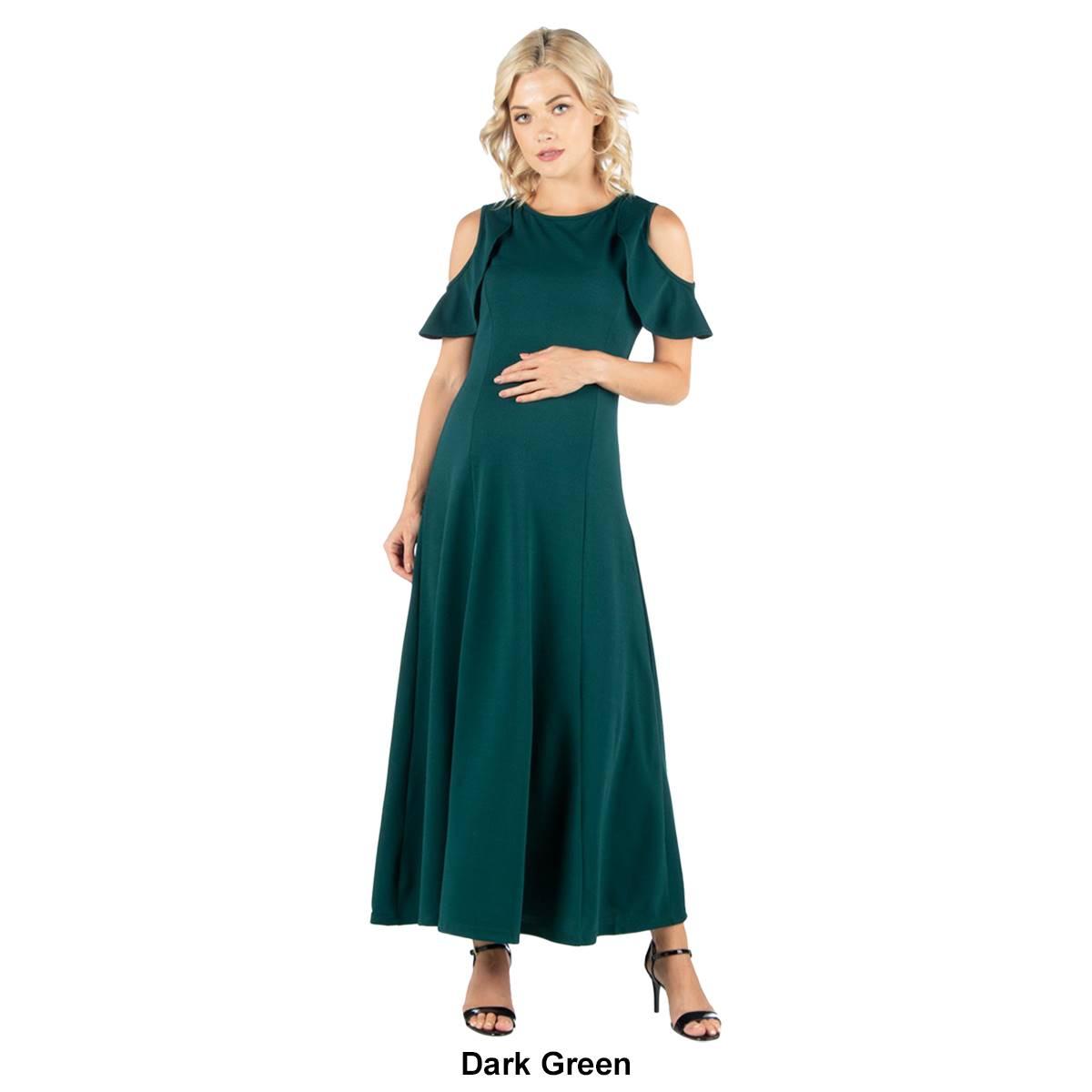 Womens 24/7 Comfort Apparel Cold Shoulder Maternity A-Line Dress