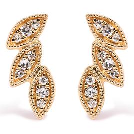 Haus of Brilliance 10kt. Gold 1/10ctw. Diamond Leaf Stud Earrings