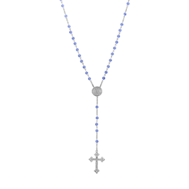Symbols of Faith Blue Bead Virgin Mary & Child Locket Rosary
