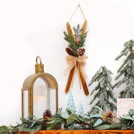 National Tree 17in. Holiday Skis Floral Wall Hanging Décor