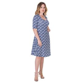 Womens 24/7 Comfort Apparel Geometric Knee Length A-Line Dress