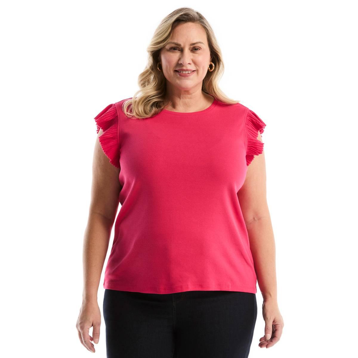 Plus Size Rafaella Ruffle Cap Sleeve Top