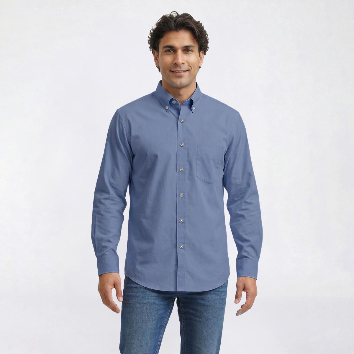 Mens Preswick & Moore(R) Regular Fit Dress Shirt - Light Blue