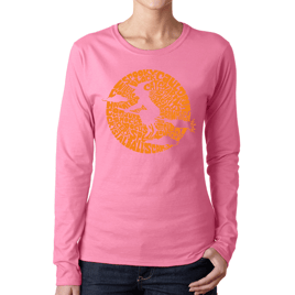 Womens LA Pop Art Spooky Witch - Word Art Long Sleeve T-Shirt