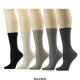 Womens Cuddl Duds® 5pk. Scallop Crew Socks