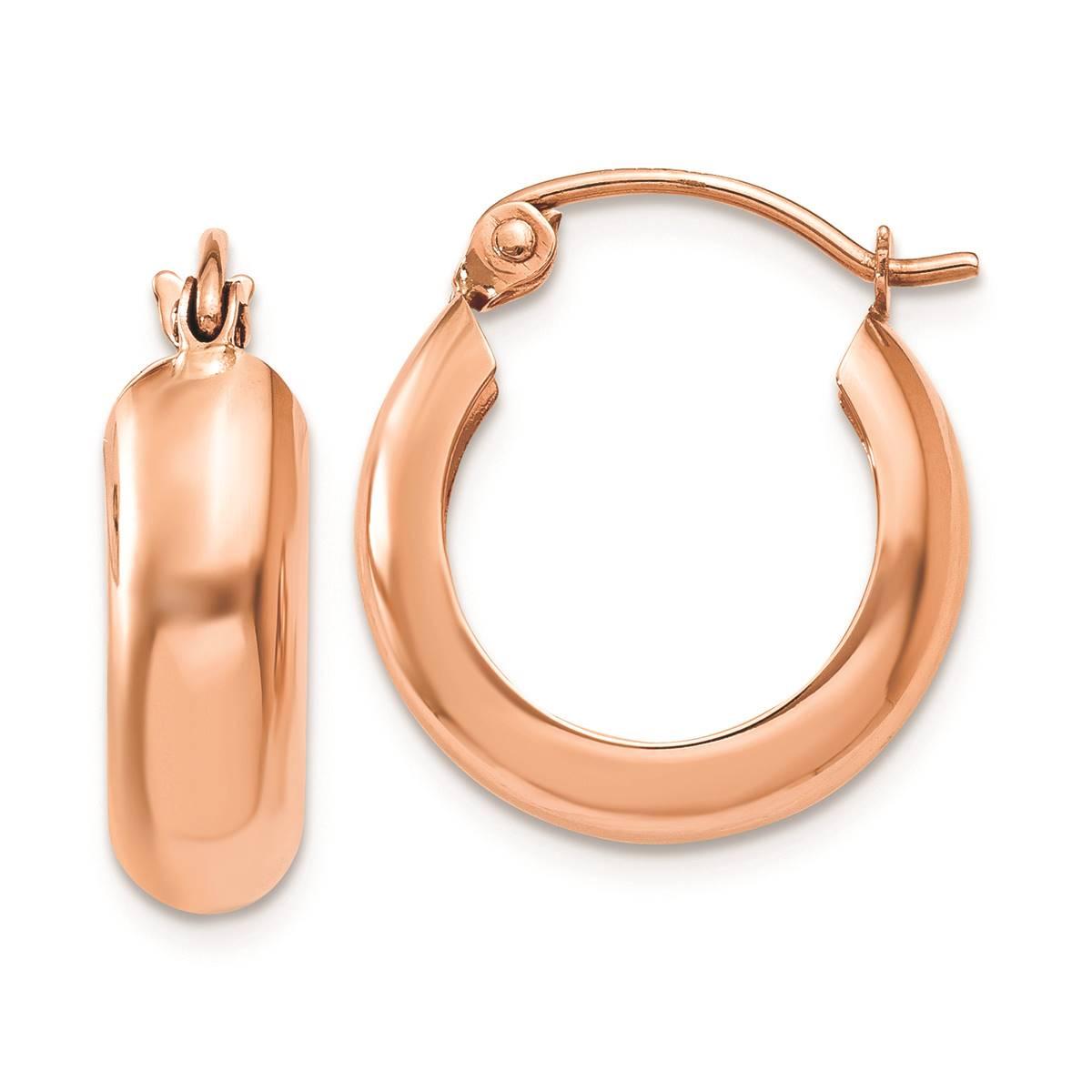 Gold Classics(tm) 14kt. Rose Gold Bangle Small Hoop Earrings