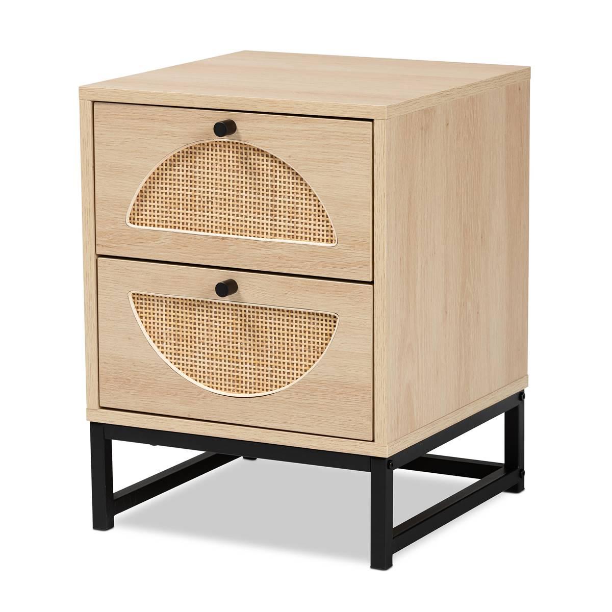 Baxton Studio Ardon Bohemian Light Brown Wood 1-Drawer Nightstand