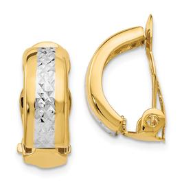 Gold Classics(tm) 14k Polished & Rhodium Clip On Earrings