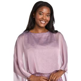 Womens R&M Richards Sheer Capelet Overlay Glitter Dress