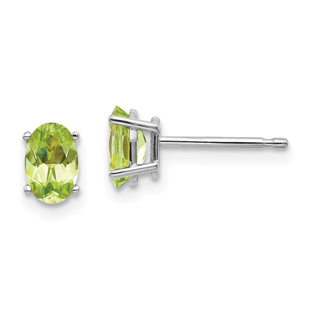 Gemstone Classics(tm) White Gold 6mm. Peridot Stud Earrings