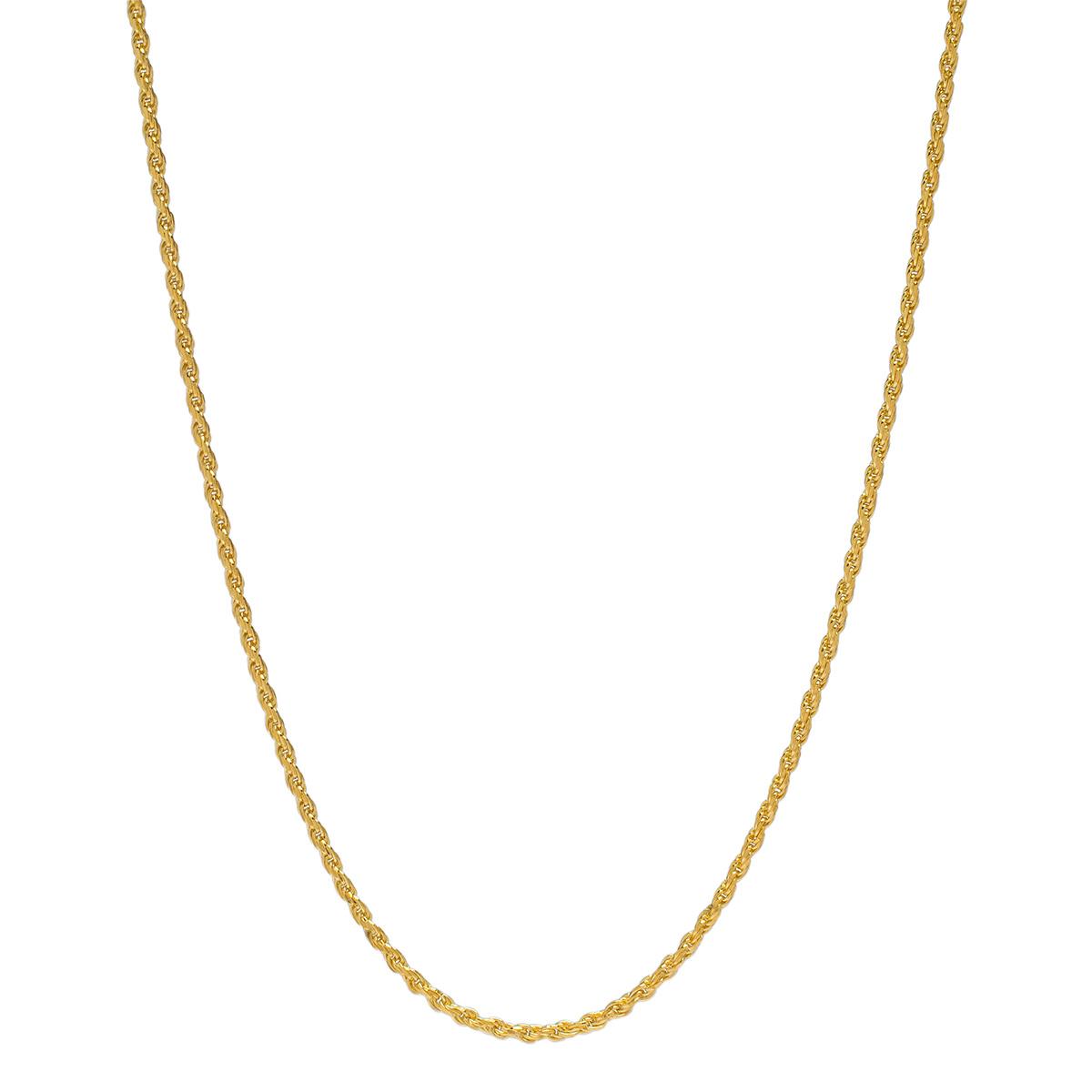 30in. Vermeil Sterling Silver Polished Solid Rope Chain Necklace