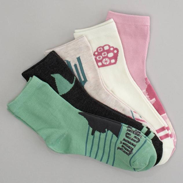 Girls Wicked 5pk. Elphaba & Glinda Capri Socks