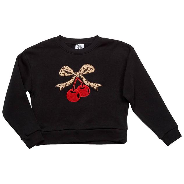 Girls (7-16) Jolie & Joy Cherry Leopard Fleece Lined Sweatshirt