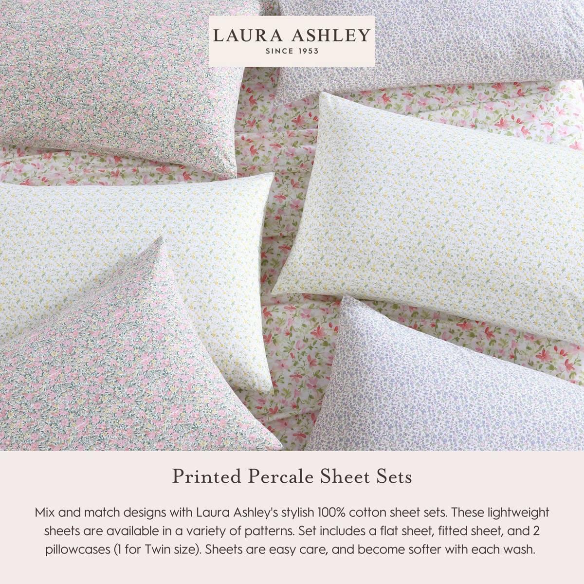 Laura Ashley Emogene 100% Cotton Orange Floral Sheet Set
