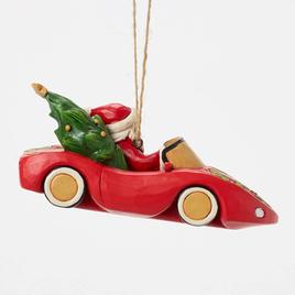 Jim Shore Santa in Sports Car Christmas Ornament
