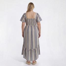 Juniors Plus Angie Striped Flutter Sleeve Twist Front Midi Dress