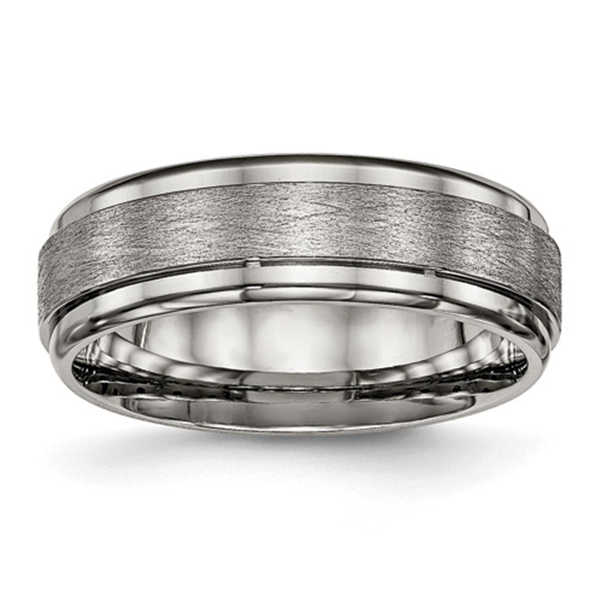 Mens Endless Affection(tm) Titanium 7mm Ridged Edge Wedding Band
