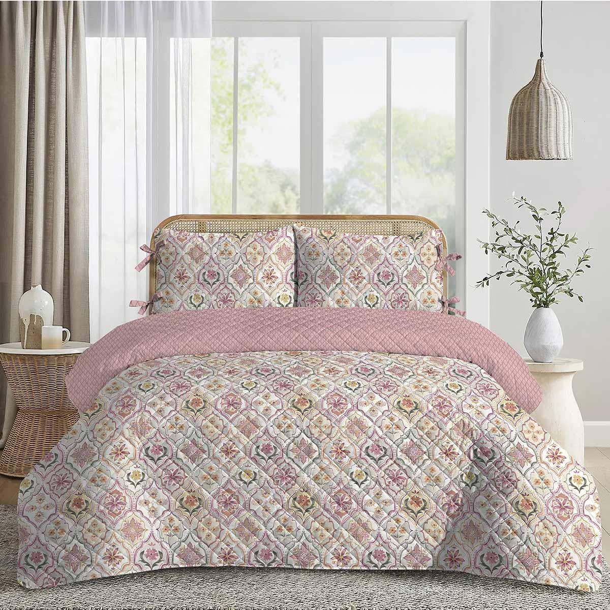 Sabrina Soto 200 Thread Count 3pc. Quilt Set w/ Bows - Folk Tile