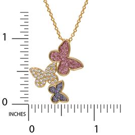 Yellow Gold Plated Cubic Zirconia and Glitter Butterfly Pendant