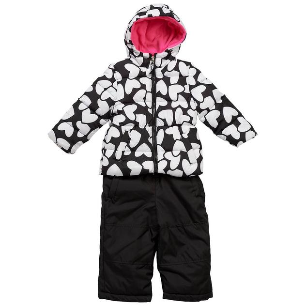 Baby Girl (12-24M) Pink Platinum® Heart & Solid Snowsuit