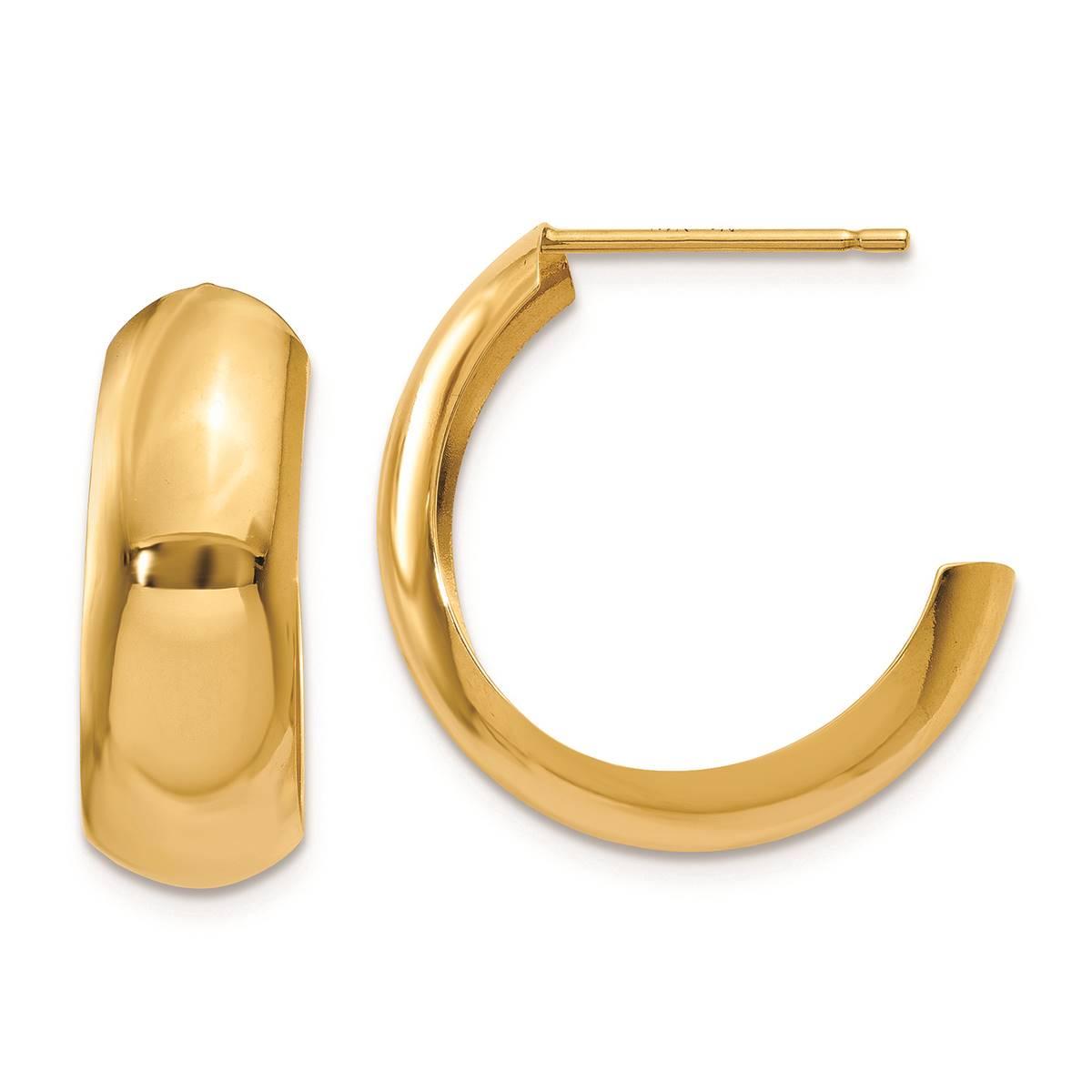 Gold Classics(tm) 14kt. Polished 6.5mm J-Hoop Earrings