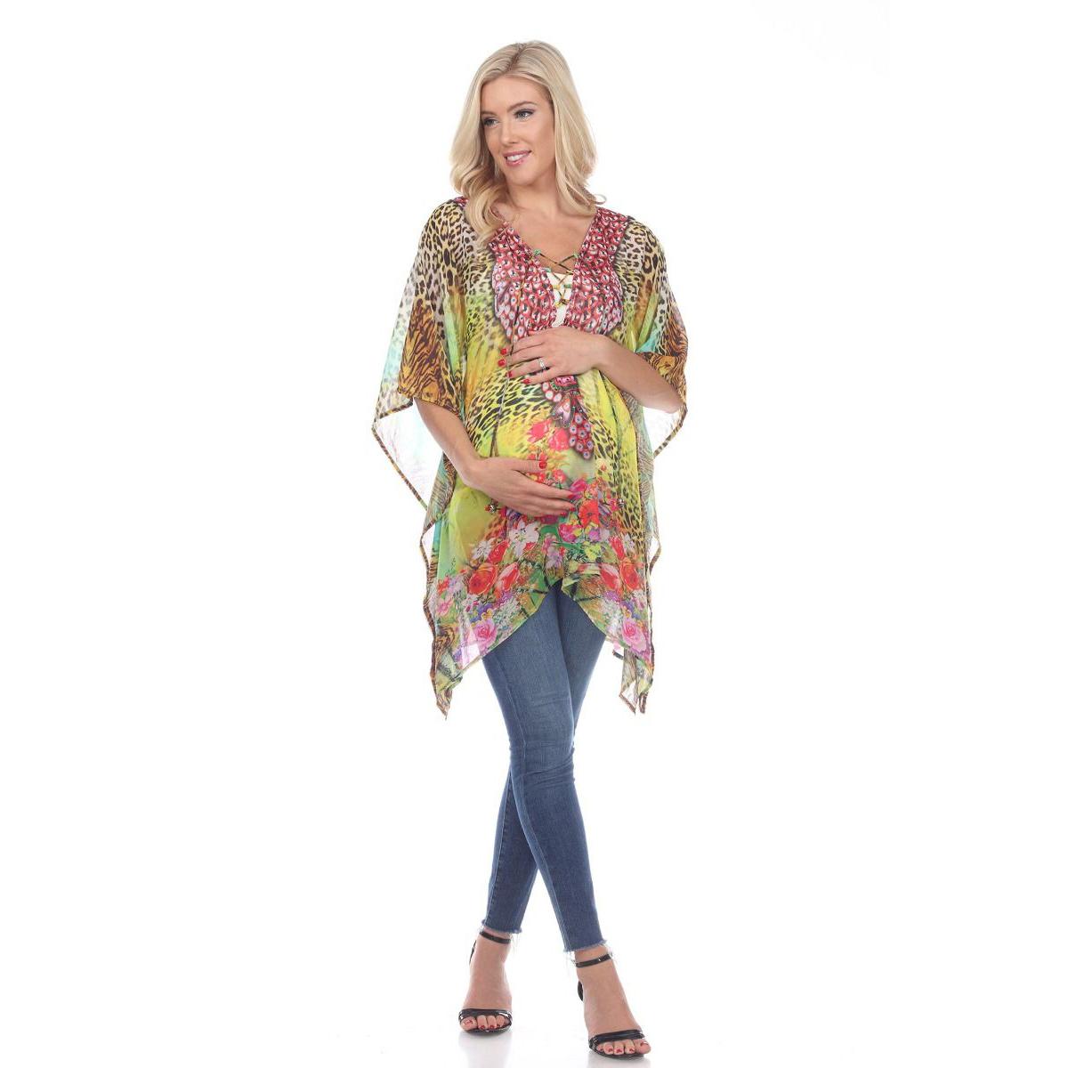 Womens White Mark Yellow Print Maternity Caftan