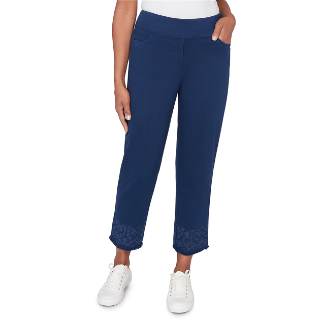 Womens Alfred Dunner Mykonos Embroidered Hem Pull-On Pants