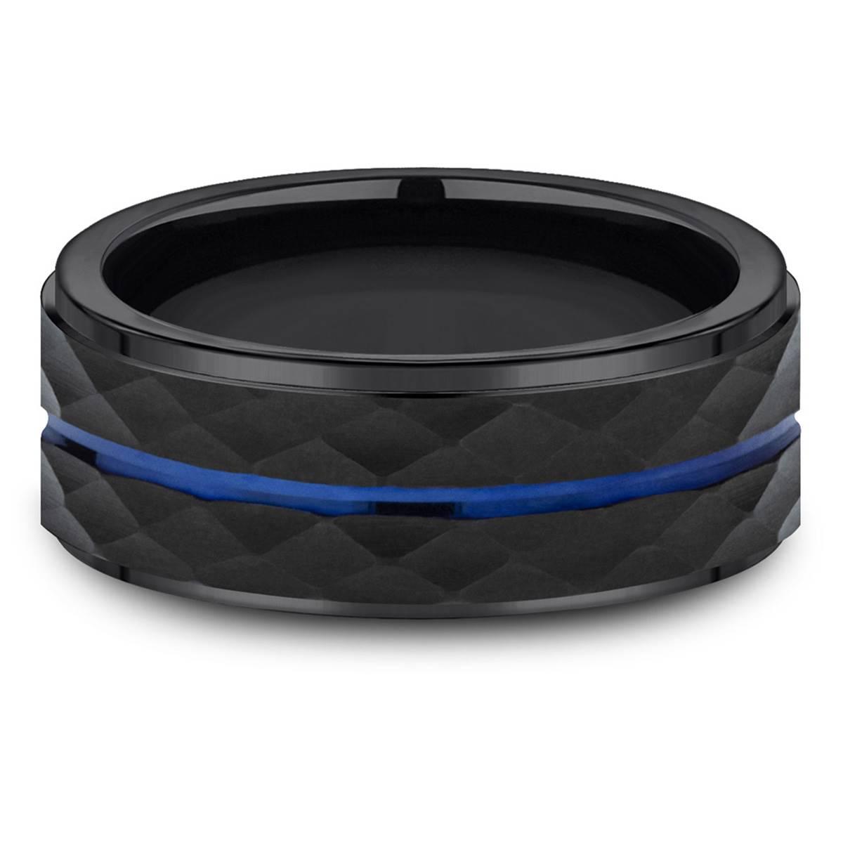 Mens Endless Affection™ 8mm Black Cobalt Faceted Band