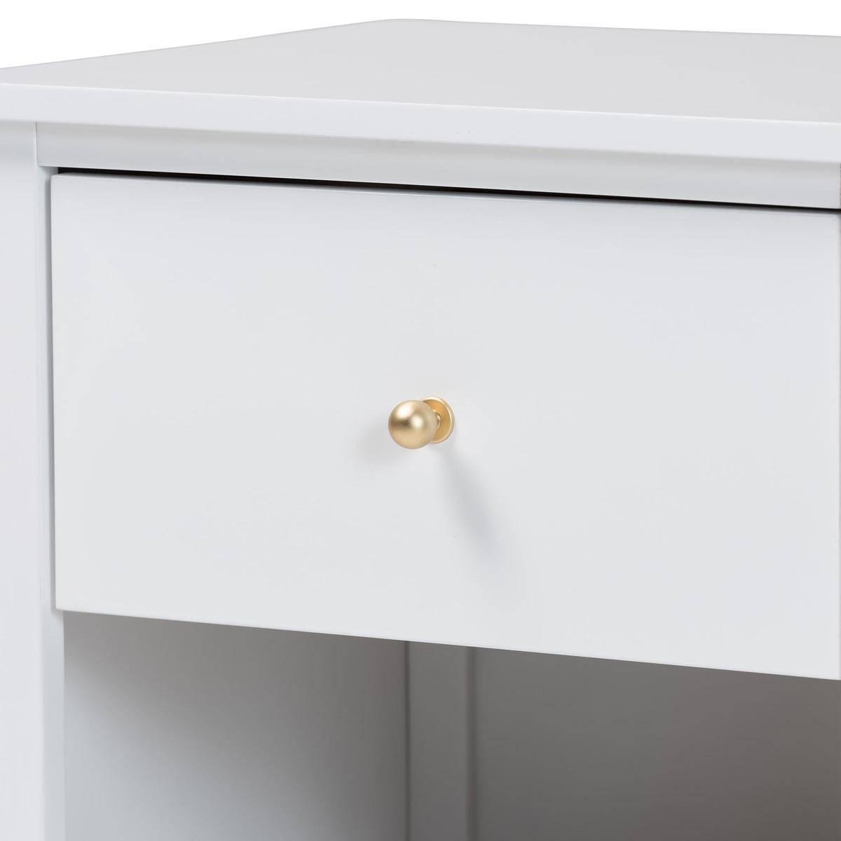 Baxton Studio Roni Modern White Wood 1-Drawer Nightstand
