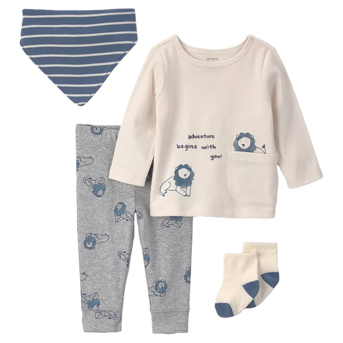 Baby Boy (NB-12M) Carter''s Ib Lion Print Set W/ Bib And Socks