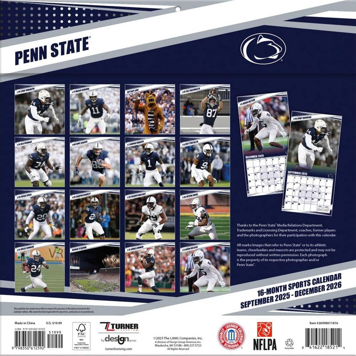 Lang® 2026 Penn State Nittany Lions Wall Calendar