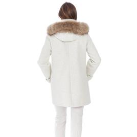 Womens Nine West Faux Wool Duffle w/Faux Fur Trimmed Hood