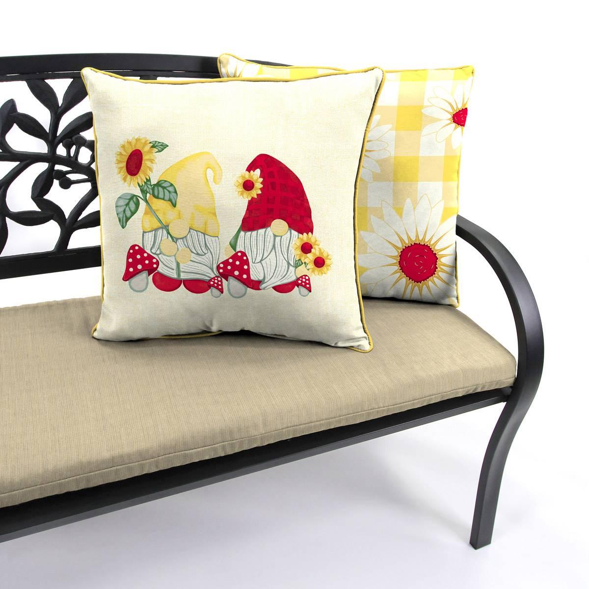 Jordan Manufacturing Gnome Daisies Outdoor Throw Pillow