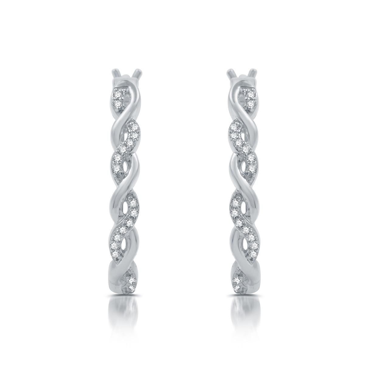 Nova Star(R) Sterling Silver 1/10ctw Lab Grown Twist Hoop Earrings