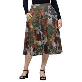 Womens 24/7 Comfort Apparel Green Paisley Pocket Midi Skirt