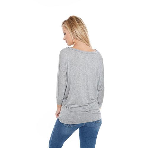 Womens White Mark Banded Dolman Center Marled Top