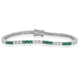 Gianni Argento Silver Plated Lab Grown Emerald Tennis Bracelet