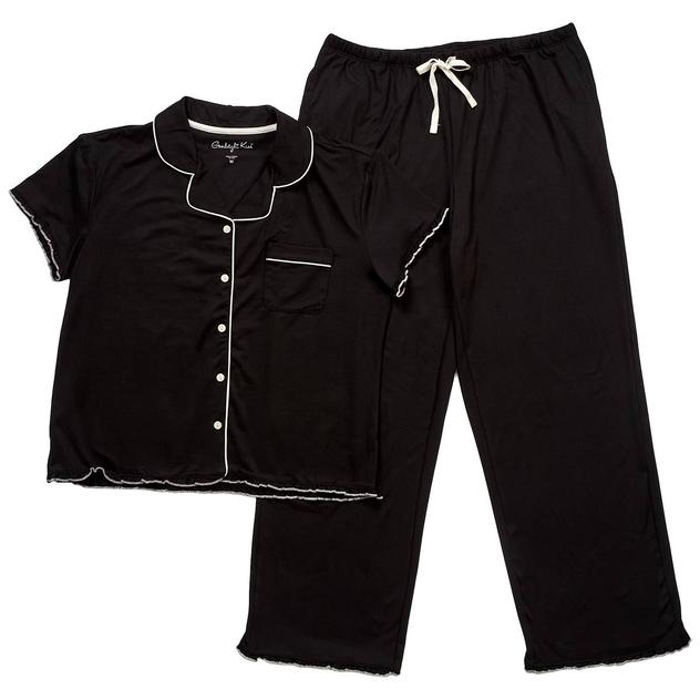 Womens Goodnight Kiss Short Sleeve Ruffle Trim Pajama Set