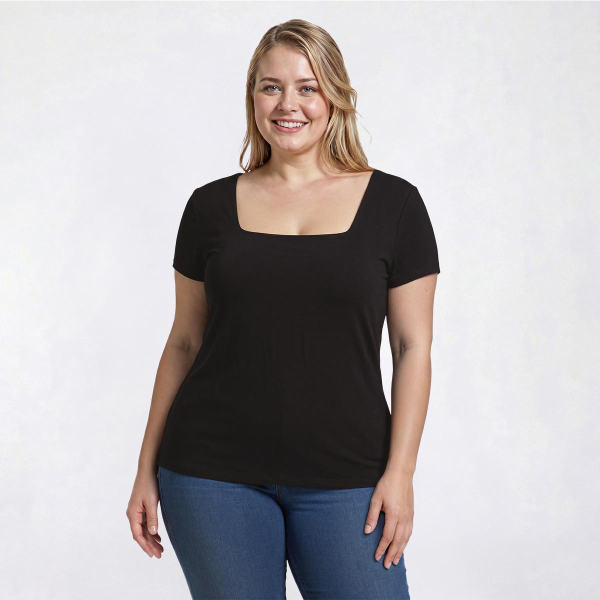 Juniors Plus Derek Heart Square Neck Double Layer Top