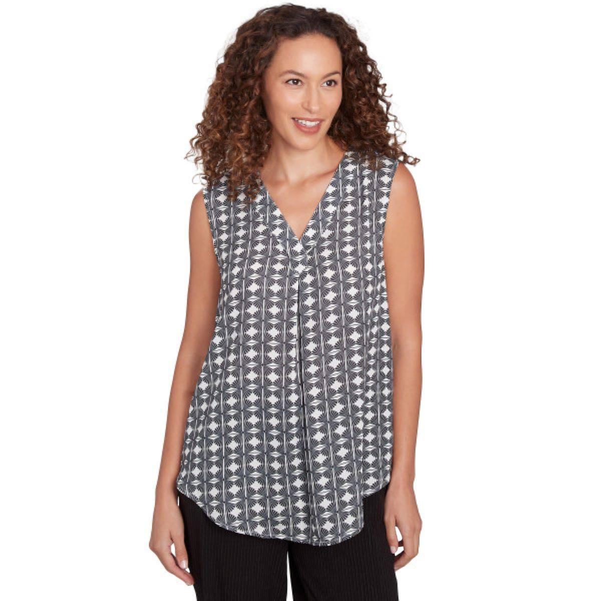 Plus Size Emaline Essentials Sleeveless V-Neck Medallion Blouse