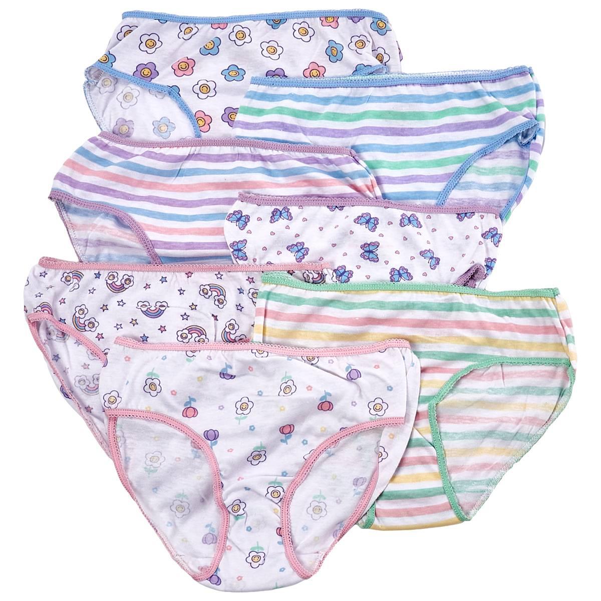 Girls René Rofé® Amber 7pk. Mixed/Stripe Cotton Bikinis