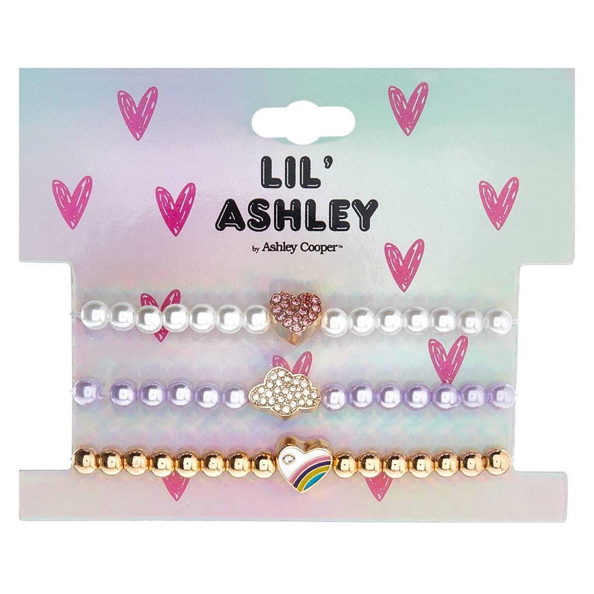 Kids Lil'' Ashley 3pc. Pave/Heart/Cloud/Rainbow Heart Bracelets