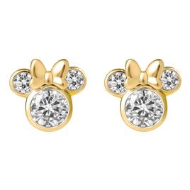Disney Minnie Mouse Yellow Gold Plated CZ Stud Earrings