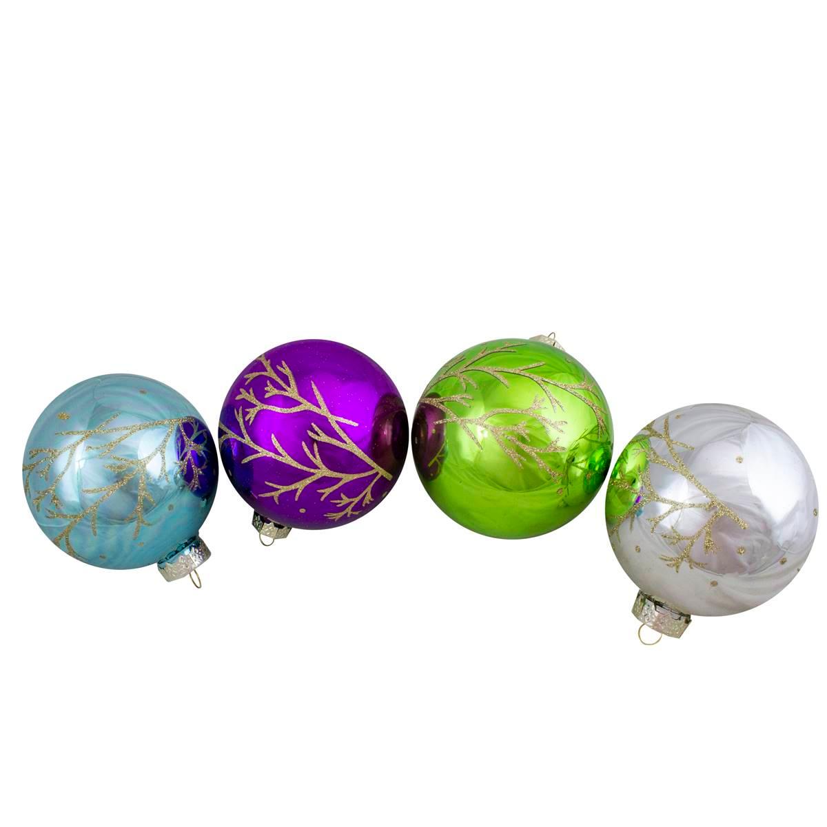 Northlight Seasonal 100mm Glass Christmas Ornaments - Set of 4