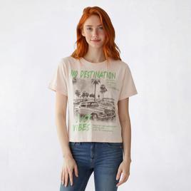 Juniors Attitude Not Included No Destination Glitter Car Tee
