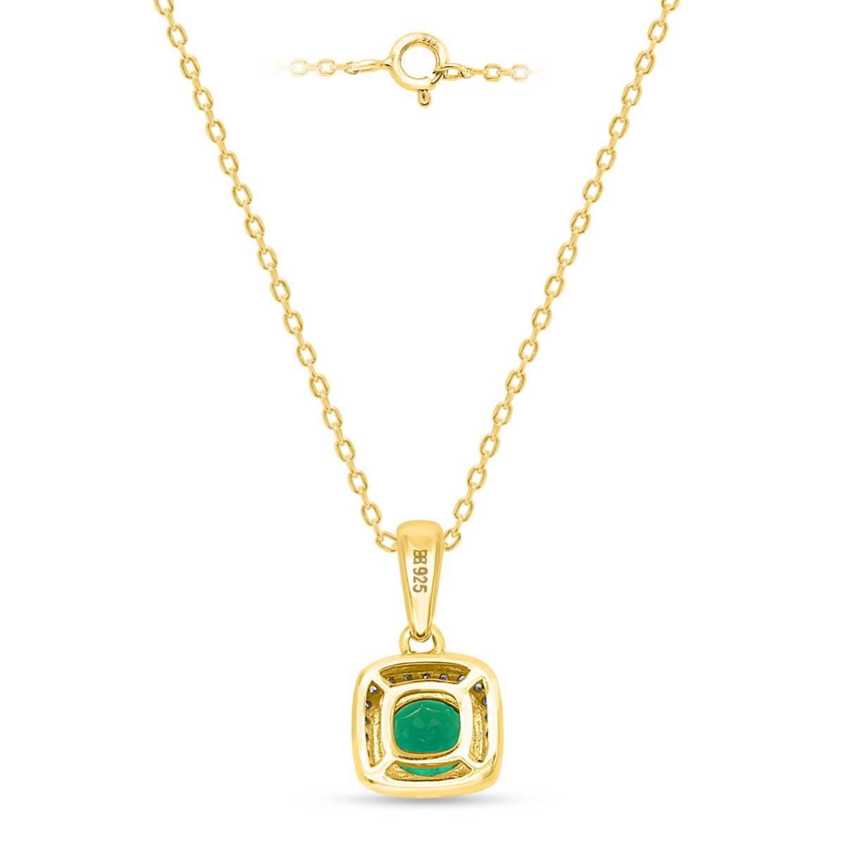 Gemstone Classics™ Created Emerald Lab Diamond Square Pendant