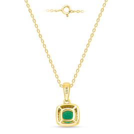 Gemstone Classics™ Created Emerald Lab Diamond Square Pendant