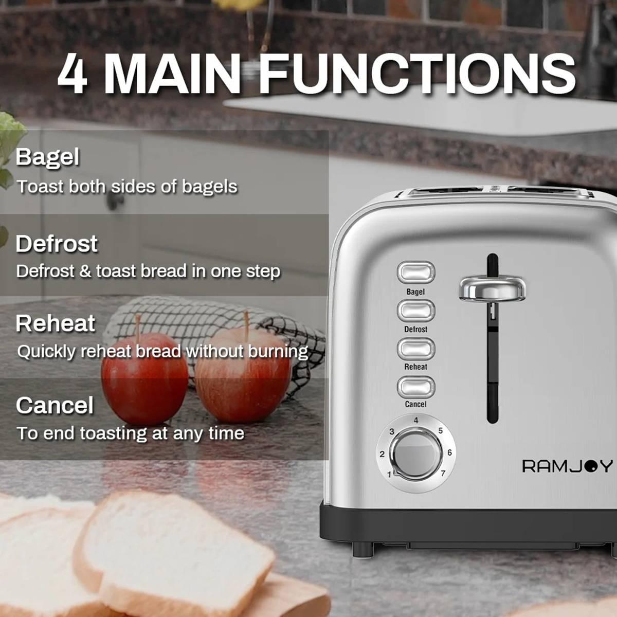 Ramjoy 2-Slice Stainless Steel Toaster